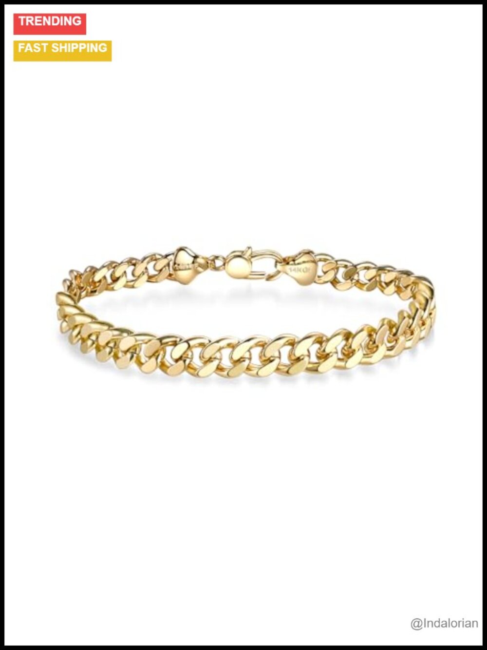 HIKARITO 5mm Gold Cuban Link Chain Bracelet for Men & Women 14K Gold Plated